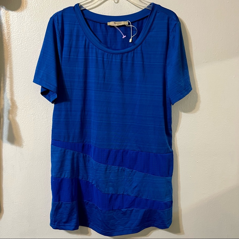 Miusey short sleeve active wear shirt color blue size M